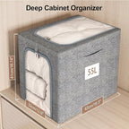 GoMaihe Clothes Storage Bins Metal Frame: 55L Extra Large Stackable Closet - Image 2