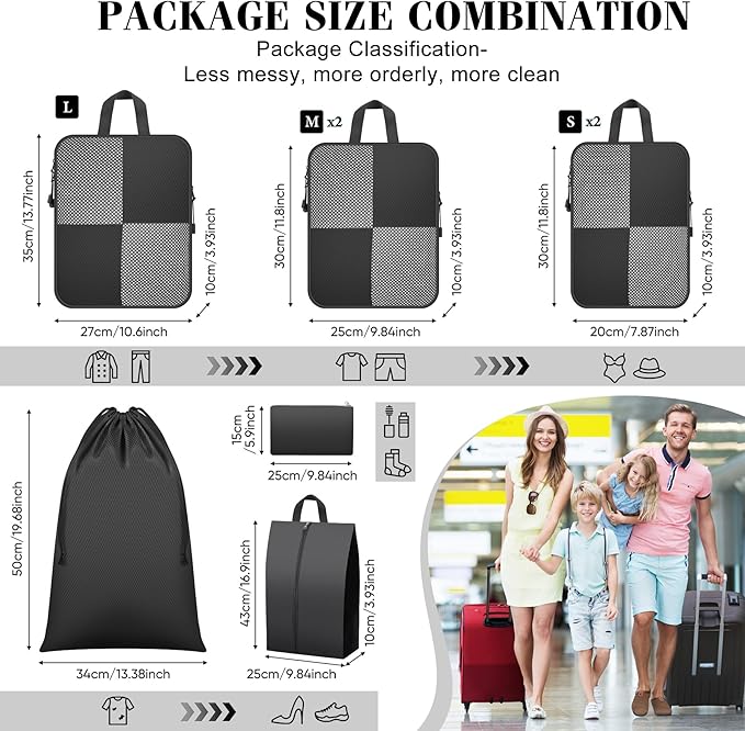 8 Set Compression Packing Cubes Travel, Lightweight Expandable Travel Cubes - Image 4
