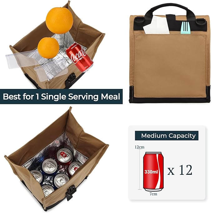SUNNY BIRD Insulated Lunch Bag Rolltop Lunch Box Tote Bag - Image 6
