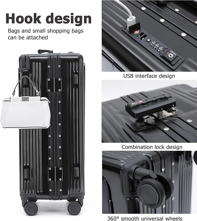 feilario 20" Aluminium Frame Hardside PC Carry on Luggage - Image 6