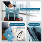 Resty 65"x40" Traveling Airplane Blanket, Baby Blue – Lightweight, Velvety Soft - Image 4
