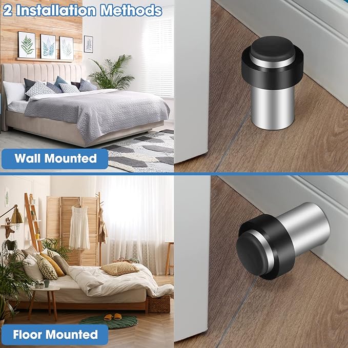 Chumia 20 Pcs Door Stopper Mounted Floor Stops Stainless Steel Cylindrical - Image 4