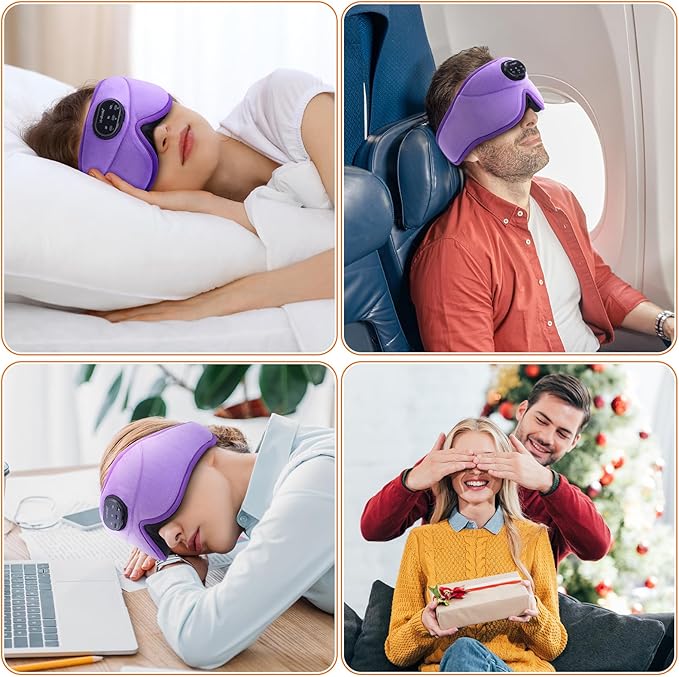 LC-dolida White Noise Sleep Mask, 3D Sleep Headphones - Image 9
