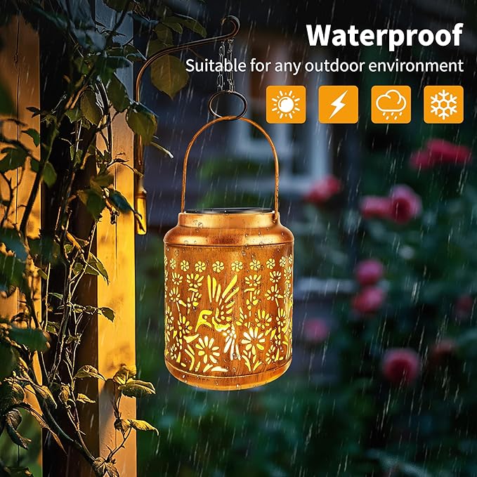 Brizled Hummingbird Solar Lanterns, 2 Pack Outdoor Lanterns Christmas Birthday - Image 4