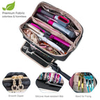 Large Hair Tools Travel Bag with Iron Mat - 2in1 Hair Tools Organizer for Hair Dryer Brush, Flat Irons, Straighteners, Curling Irons, Hair Bag, Makeup Bag, Cosmetic Bag for Travel Essentials