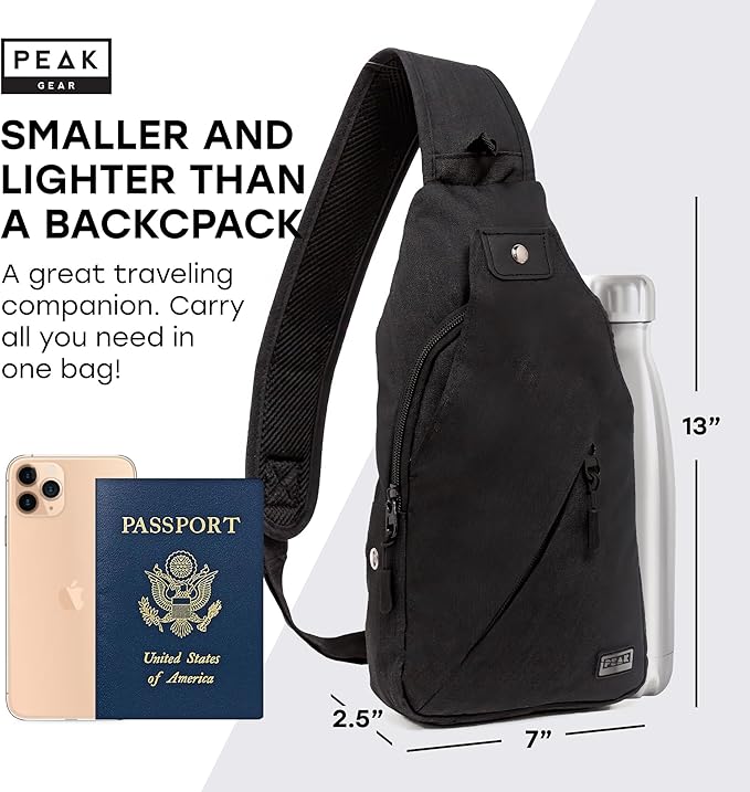 Peak Gear Travel Sling Bag. Compact Crossbody Bag | Lighter and Smaller than a - Image 2