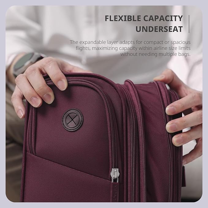 Verage Under Seat Luggage with Wheels, Softside Expanable Small Suitcase Carry - Image 3