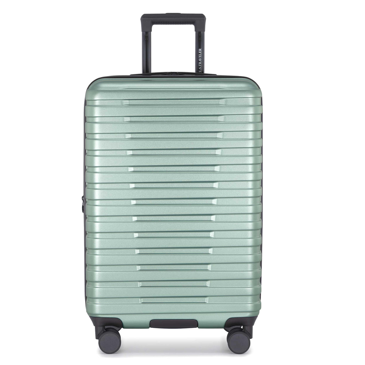 Boren Expandable Hardside Rugged Travel Luggage with 8 Spinner Wheels (Checked-Medium 26-Inch, No USB Port / Metallic Lime Green)