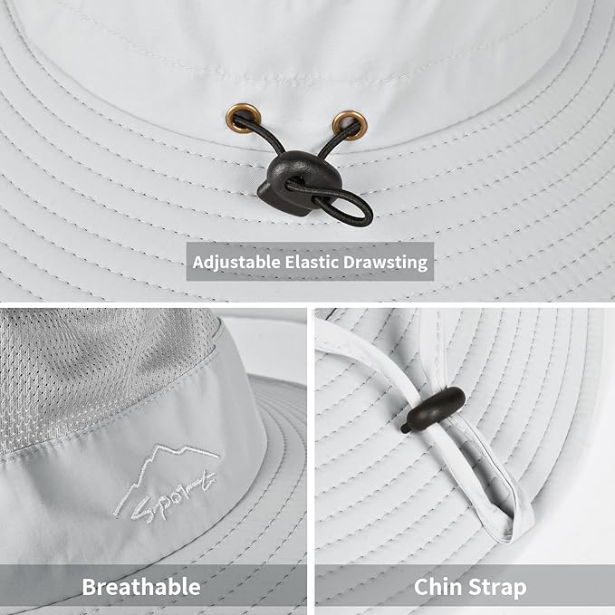 Sun Hats for Men Women Fishing Hat UPF 50+ Breathable Wide Brim Summer UV - Image 6