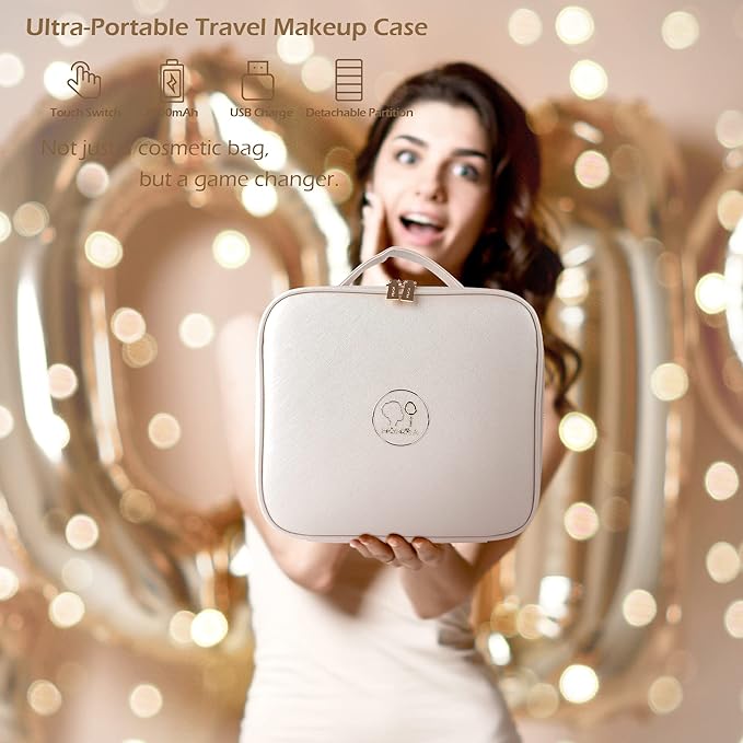 MOMIRA Makeup Bag with Mirror and Light Travel Makeup Train Case Cosmetic Bag - Image 7