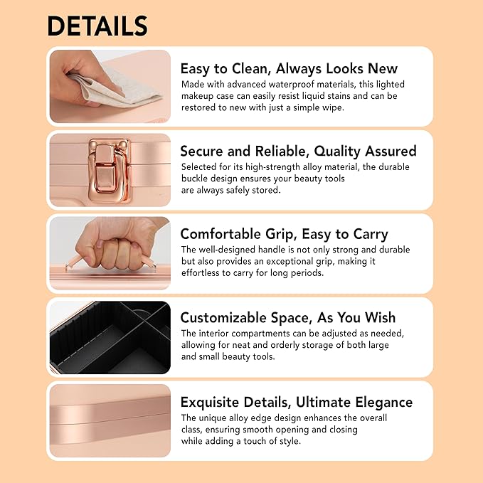 Lighted Makeup Case with Mirror - Image 8