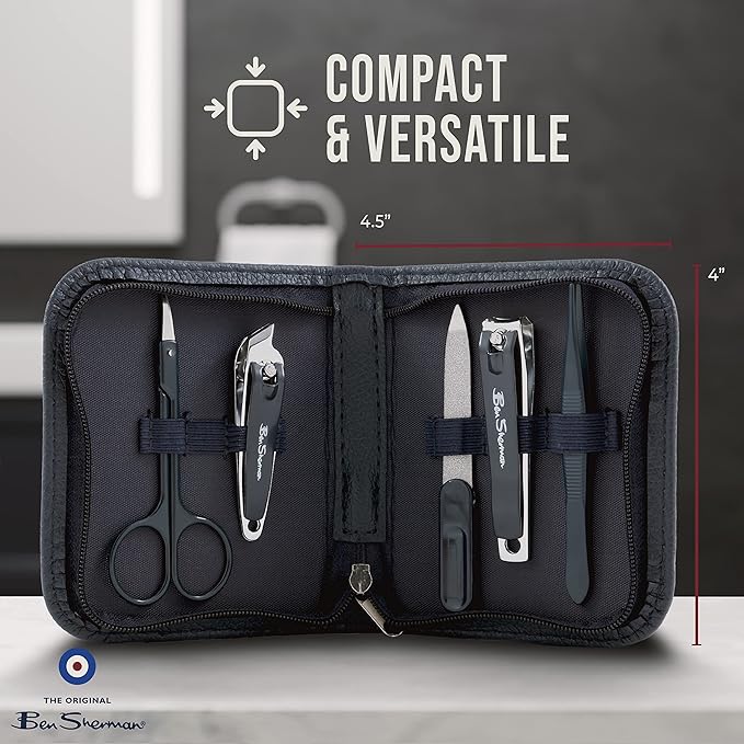 Ben Sherman Nail Clippers for Men Travel Size Nail Clipper Set, Tweezers and - Image 4