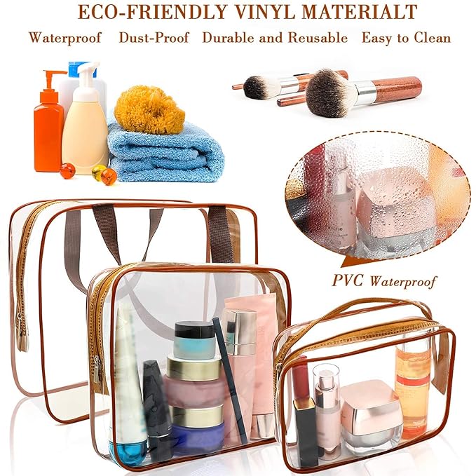 APREUTY Clear Makeup Bags, TSA Approved 6Pcs Cosmetic Makeup Bags Set Clear PVC - Image 6