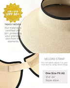 FURTALK Sun Hats for Women Wide Brim Beach Hat Straw Visor Ponytail Summer UV - Image 5