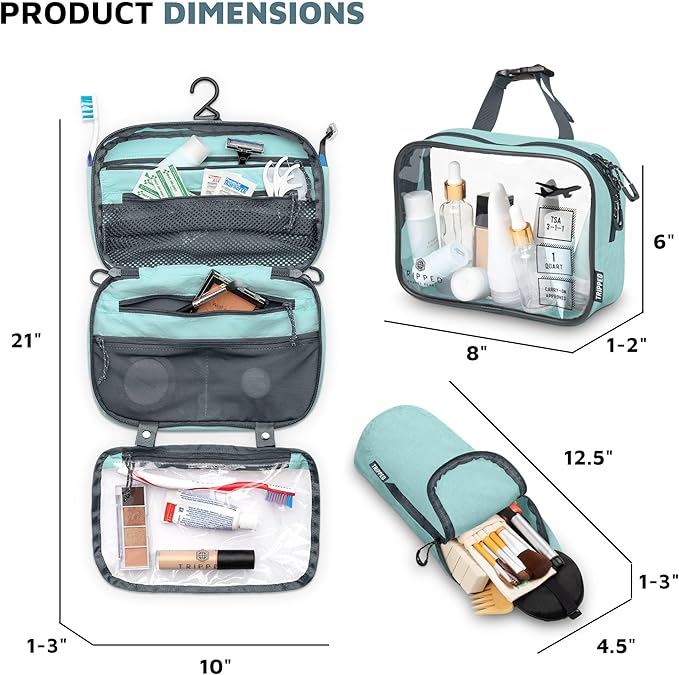 Toiletry Bag Kit Set: Hanging Travel Toiletry Bag + 311 TSA Cosmetic Liquid Bag - Image 3