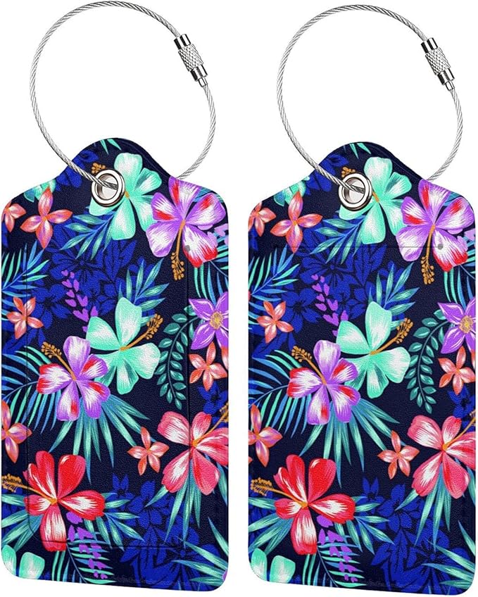 Set of 2 Luggage Tag for Suitcases Tie dye PU Leather Luggage Tag by OMXNAQZ