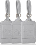 Teskyer Luggage Tags, 3 Pack Premium PU Leather Luggage Tags by TESKYER
