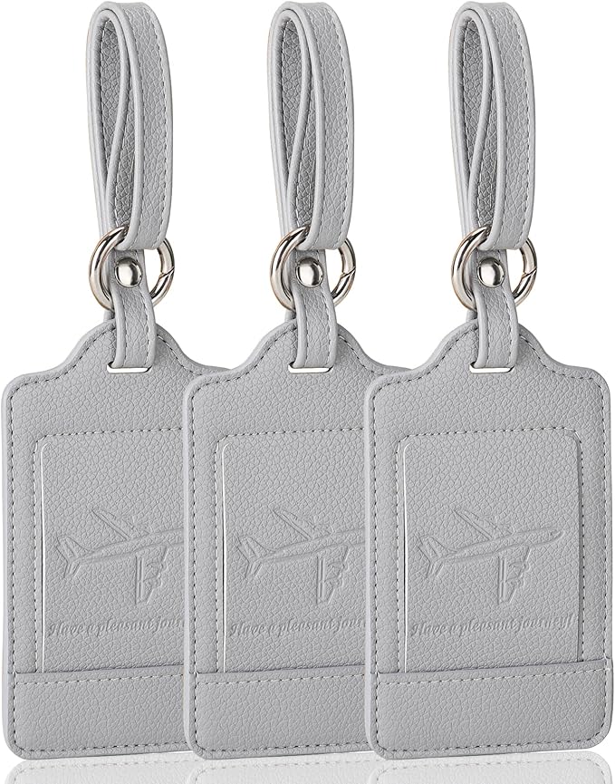 Teskyer Luggage Tags, 3 Pack Premium PU Leather Luggage Tags by TESKYER
