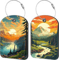 Vintage Mountain and Lake Luggage Tag by iapodiad
