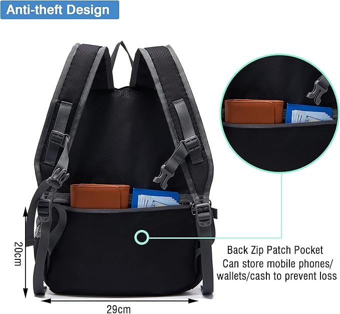 YZAOLL Small Lightweight Packable Hiking Backpack, 20L Hiking Backpack Day Pack - Image 5