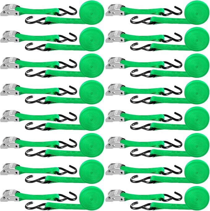 16 Pcs Cambuckle Tie Down Straps 1763lbs Break Strength Securing Straps 1'' x by Riakrum