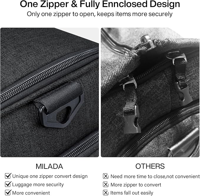 MILADA Convertible 2-in-1 Garment Duffel Weekender Bag Carry On Garment Bags - Image 3