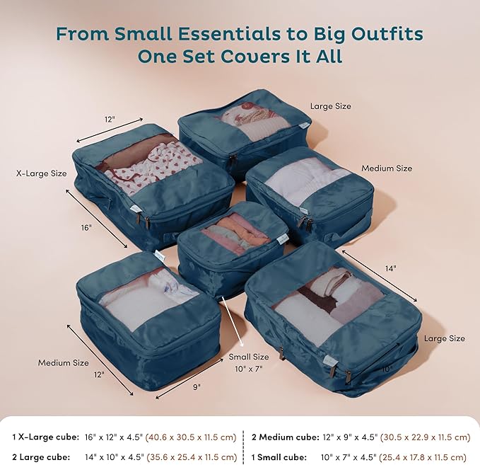 6-Pack Compression Packing Cubes Travel Essentials - Image 4