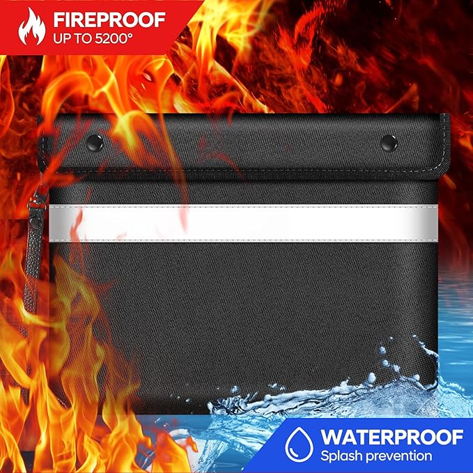 Fire Proof Money Bag for Cash 5200℉ Heat Insulated, Fireproof Waterproof - Image 2