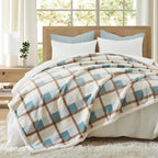 PU MEI Super Soft Faux Rabbit Fur Sherpa Fleece Throw Blanket, Reversible - Image 8