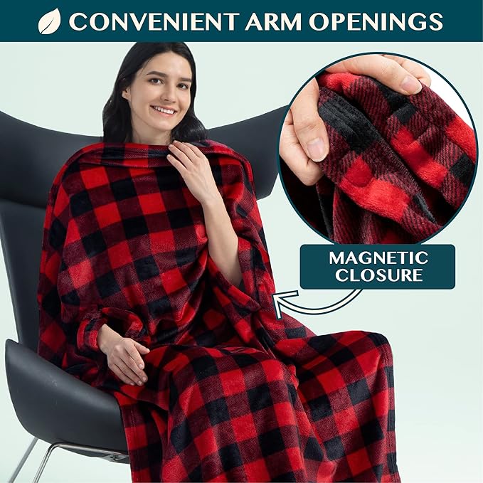PAVILIA Travel Blanket and Pillow, Arms Opening Airplane Blankets - Image 2