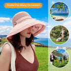 Women Wide Brim Sun Hats Metal Wired Edge Summer UV Protection Beach Fishing Hat - Image 7