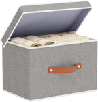 Collapsible Storage Bins with Lids, 1 Pack Linen Foldable Cloth Baskets by YheenLf