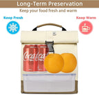 SUNNY BIRD Insulated Lunch Bag Rolltop Lunch Box Medium Lunch Cooler Tote - Image 2