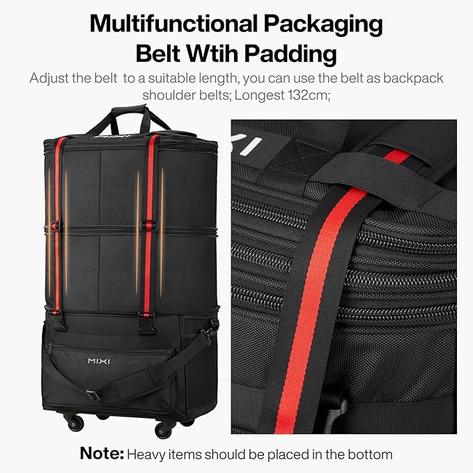 mixi Travel Bag with Wheels Expandable Foldable Luggage Bag Collapsible Rolling - Image 3
