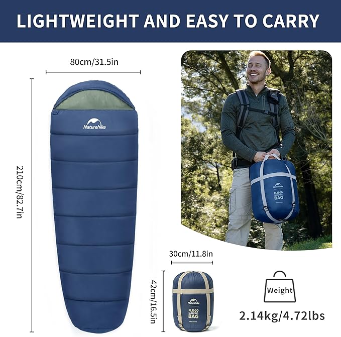 Naturehike Sleeping Bags for Adults, 23/39℉ Mummy Backpacking Sleeping Bag - Image 5