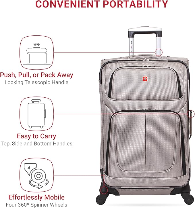 SwissGear Sion Softside Expandable Luggage, Checked-Medium 25-Inch - Image 2