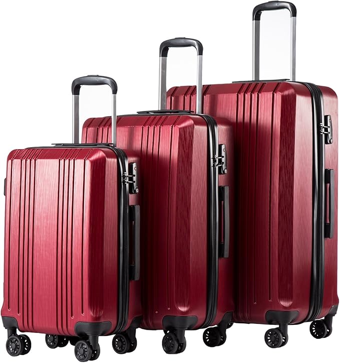Coolife Luggage Expandable Suitcase PC+ABS 3 Piece Set by COOLIFE