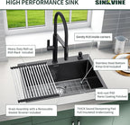 18-Inch Black Bar Sink Drop-In, SINKVINE PVD Nano Stainless Steel Kitchen Sink - Image 7