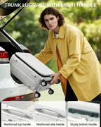 20 Inch Top Opening Carry On Luggage with Cup Holder and USB Ports (Smoke White / 20 Inch Pro)