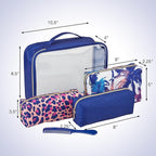 Conair Women's 5 Piece Toiletry and Cosmetic Bag, Blue Palm, 1 Count (Pack of 2)