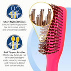 Giorgio GION2R Neon Red 6.25 inch Gentle Touch Detangler Hair Brush for Men Women & Kids. Soft Bristles for Sensitive Scalp. Wet and Dry for all Hair Types. Scalp Massager Brush Stimulate Hair Growth