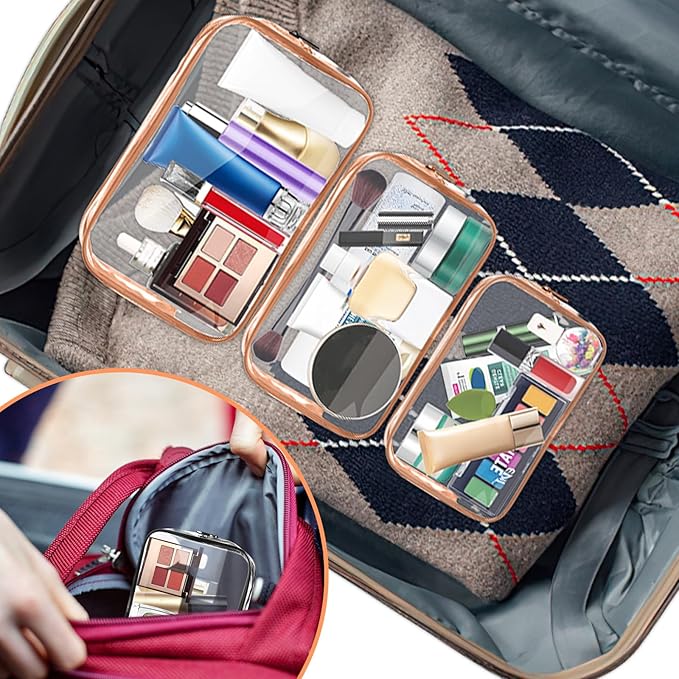 AURUZA 4 Pack Clear Toiletry Bag, Portable Travel Makeup Bags - Image 7