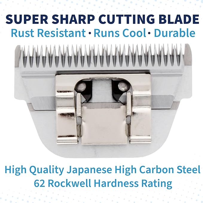 Detachable A Series Wide 9f Blade for Dog Grooming Cut Length 5/64" - 2.0mm Japanese Carbonized Steel Wide Blades for Dog Grooming Compatible A5 Series Clippers for Dogs Cat(9FW)