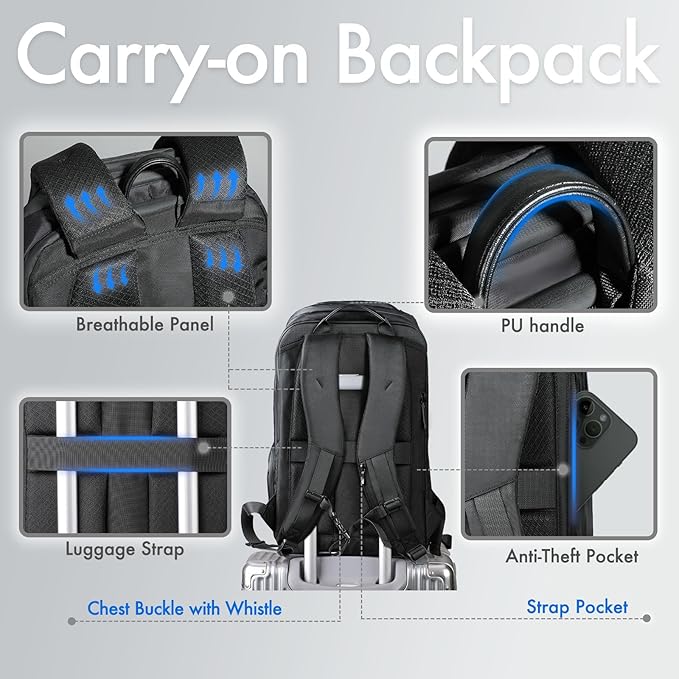 hk Waterproof Travel Backpack for Men – Lightweight 30L Laptop Backpack - Image 4