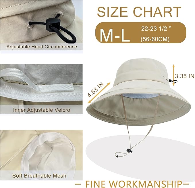 Sun Hats for Women Men UV Protection Wide Brim Bucket Hat - Image 5