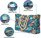 Becokan Beach Bags for Women Large Waterproof Beach Tote Bag Zipper Beach Bags - Image 2