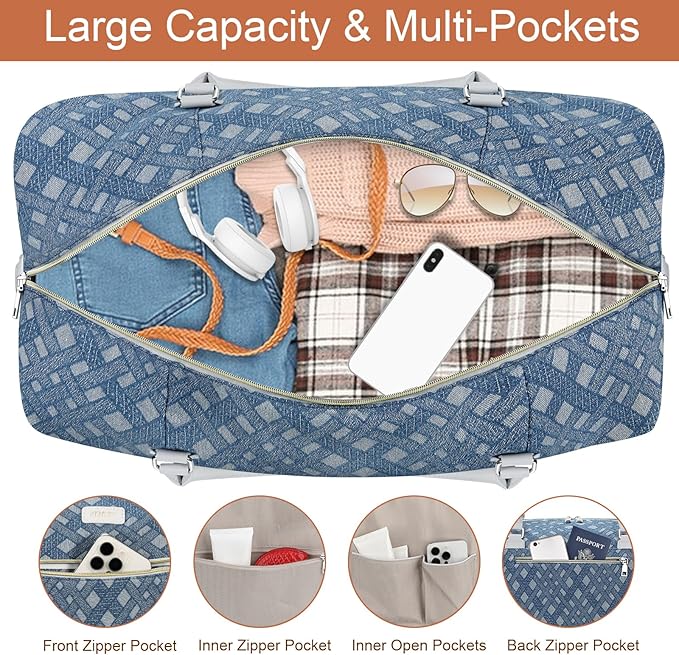 Weekender Bag for Women, Travel Duffel Bag Carry On Overnight Bag - Image 4