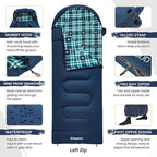 KingCamp Sleeping Bag for Adults, Cold Weather & Warm XL Big and Tall Flannel - Image 4