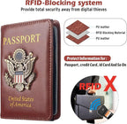 RFID Passport Holder Wallet for Women Men Travel, Leather US Passport Cover Case - Image 2