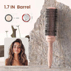 AIMIKE Round Brush for Blow out, Rose Luxe Extra-Long Round Hair Brush Ionic & Nano Thermal Ceramic Tech, for Blow Drying & Styling Volumizing Thick Long Hair, with 4 Clips (Barrel 1.7", Bristle 2.5")